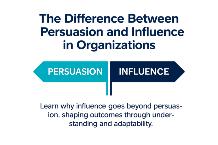 Difference between persuasion and influence in organizations highlighting strategic decision making and stakeholder alignment