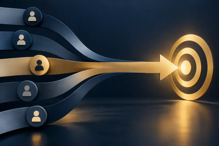 Abstract representation of stakeholder buy-in, alignment and commitment toward a shared organizational objective.