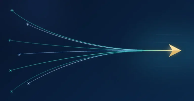 Multiple strategic paths converging into one forward direction, representing executive stakeholder alignment