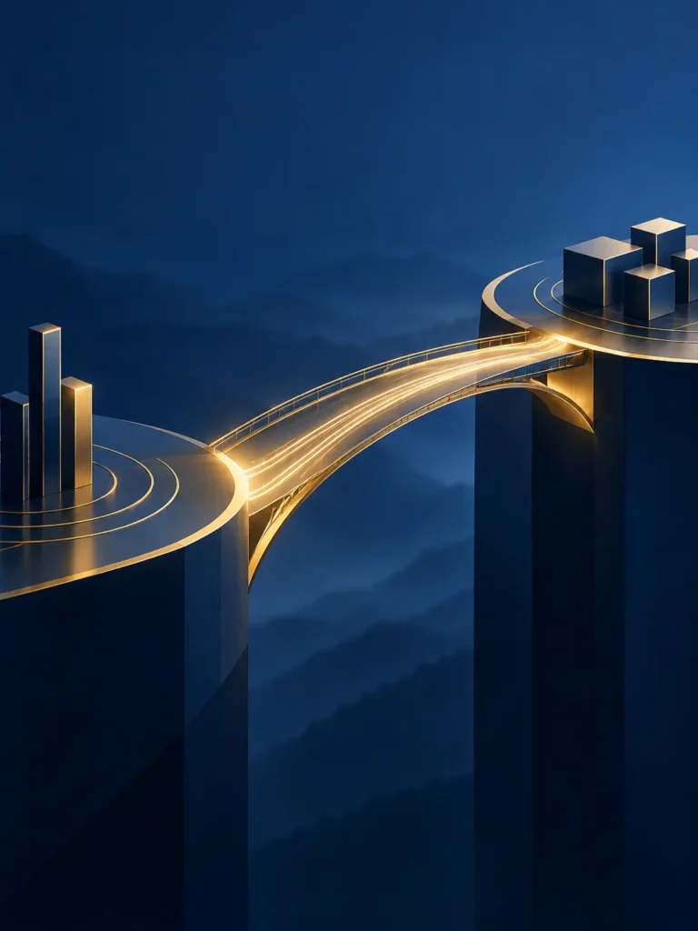 Conceptual illustration showing middle managers connecting organizational strategy, change adoption, and successful implementation.